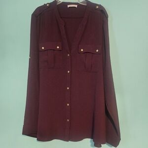 EUC Calvin Klein Burgundy Blouse